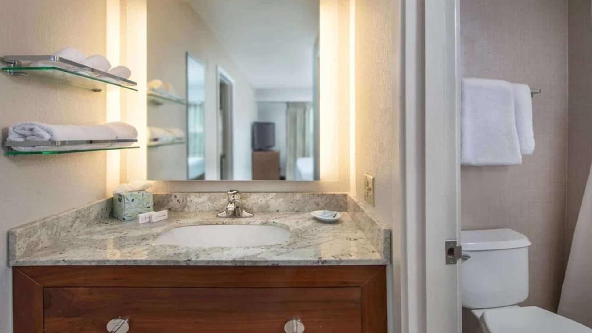 Private guest bathroom with free toiletries at Sonesta ES Suites Baltimore BWI Airport