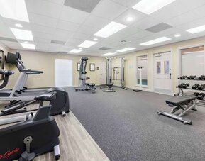 Fully equipped fitness center at Sonesta ES Suites Dulles Airport.