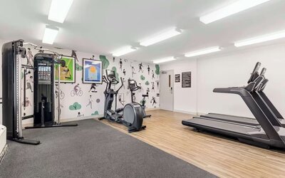 Well equipped fitness center at Sonesta Simply Suites Baltimore BWI Airport.