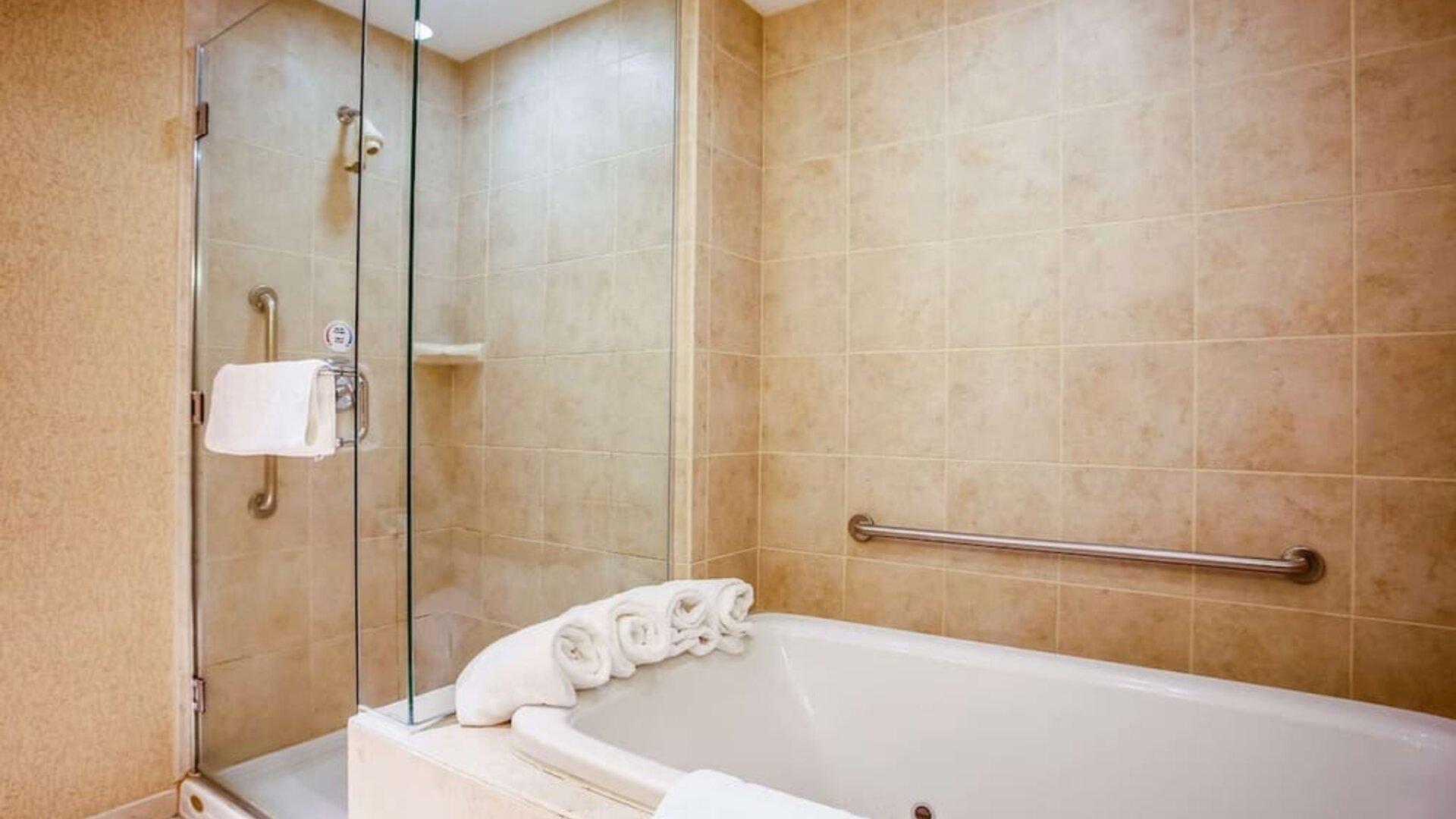 Private guest bathroom at Hilton Garden Inn Milwaukee Northwest Conference Center.