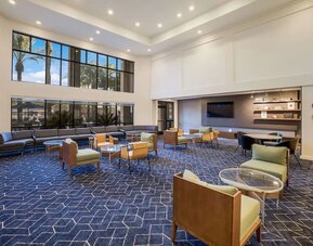 Spacious lobby and coworking lounge at Sonesta Select Phoenix Chandler.