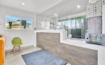 Reception hall at Exclusivo Inn & Suites. 