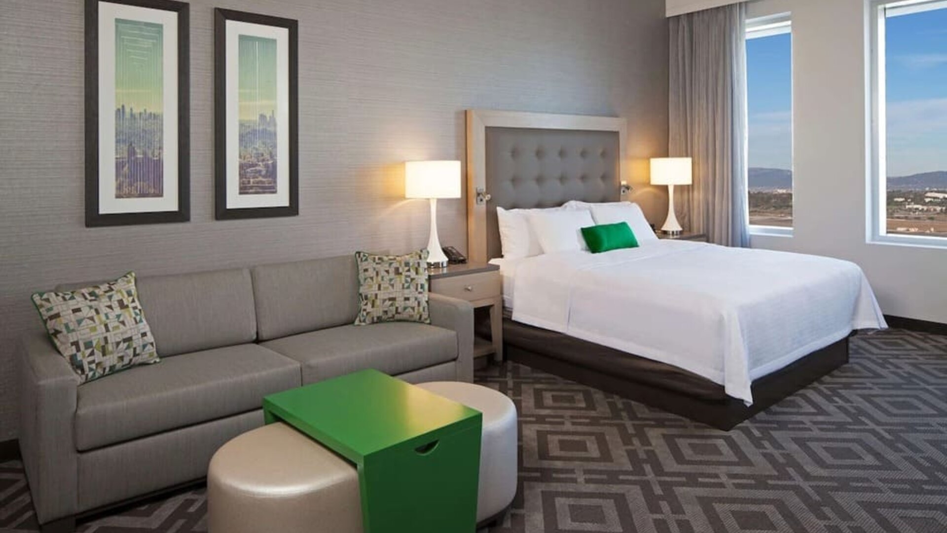 King room at Homewood Suites By Hilton Los Angeles International Airport.