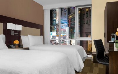 Day use twin room at Hilton Garden Inn New York/Times Square Central.