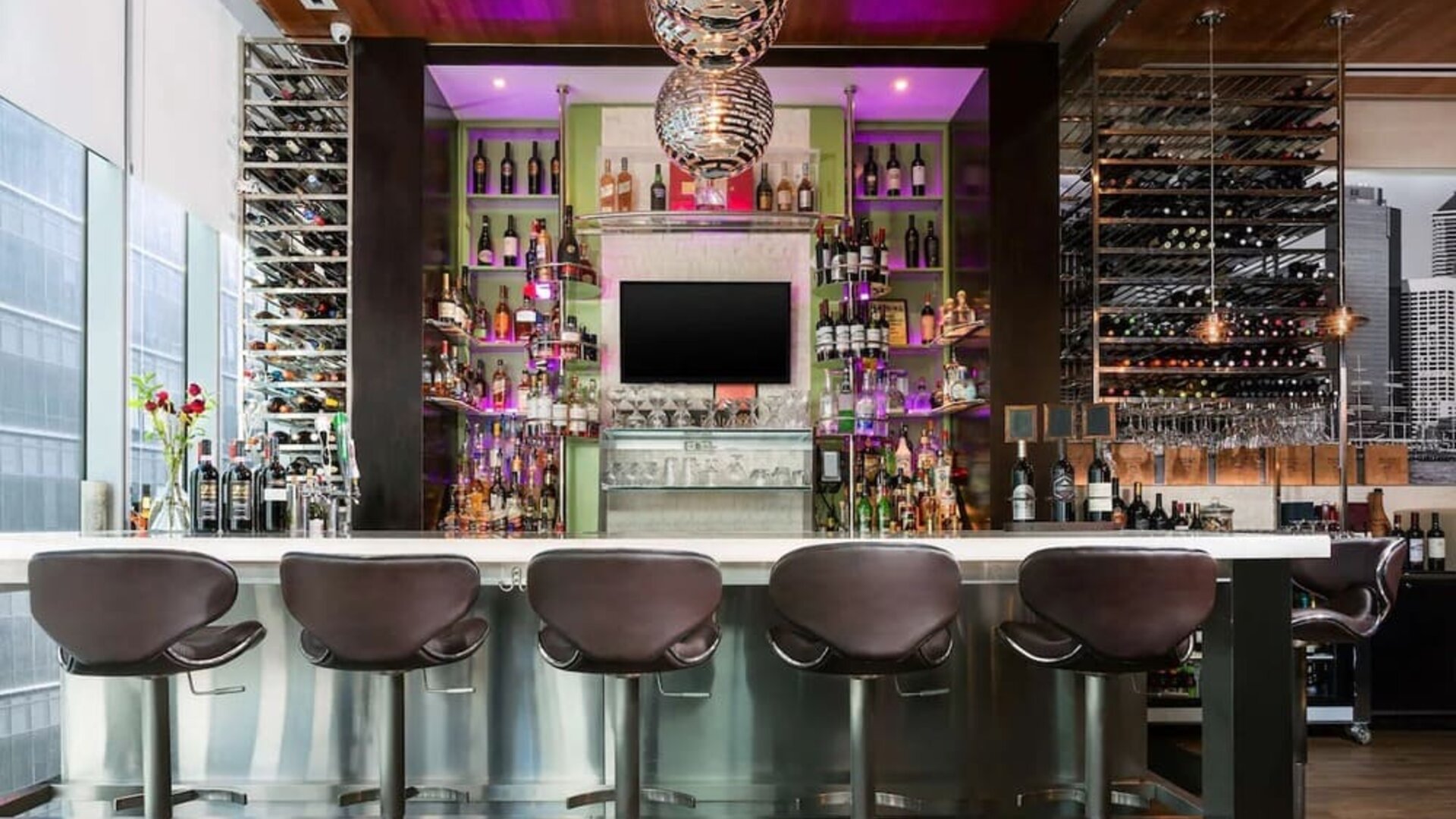 Hotel bar at Hilton Garden Inn New York/Times Square Central.