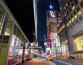 Entrance at Hilton Garden Inn New York/Times Square Central.