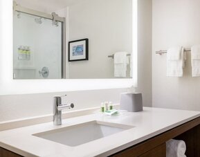 Guest bathroom at DoubleTree By Hilton Fort Worth South.