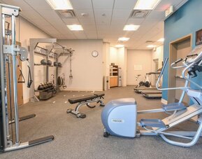 Fully equipped fitness center at Hilton Garden Inn Cincinnati Midtown. 