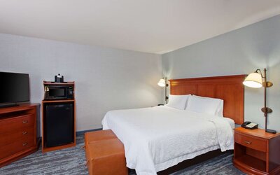 King bed at Hampton Inn & Suites Clovis-Airport North.