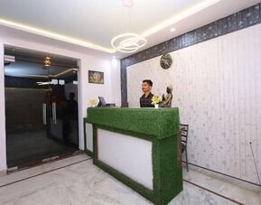 Reception desk at Hotel NoVo Agra.
