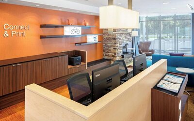 Business center at Fairfield Inn & Suites By Marriott North Bergen.