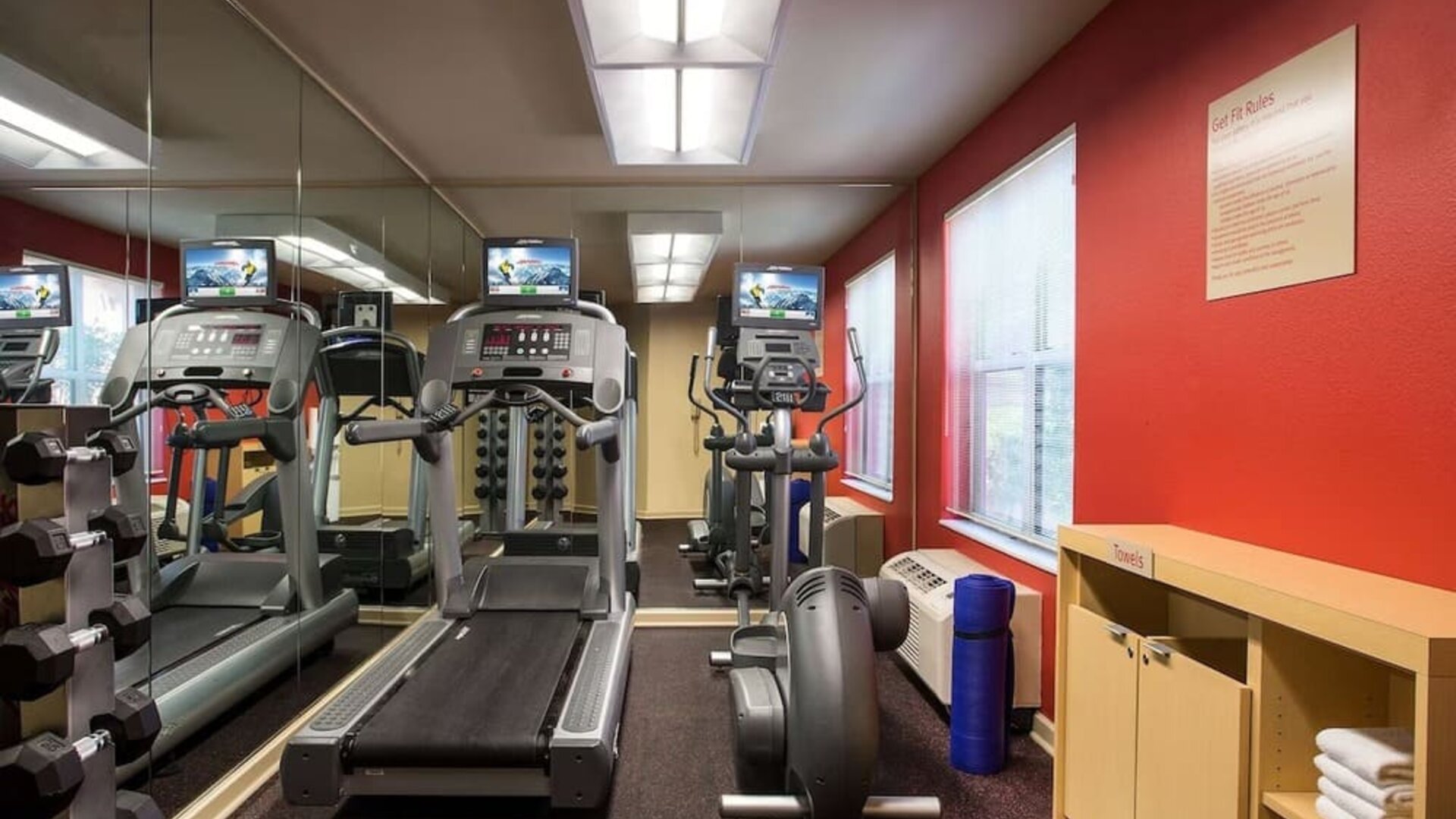 Well equipped fitness center at Sonesta Simply Suites Phoenix Scottsdale.