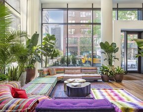 Lobby and coworking lounge at Royalton Park Avenue.