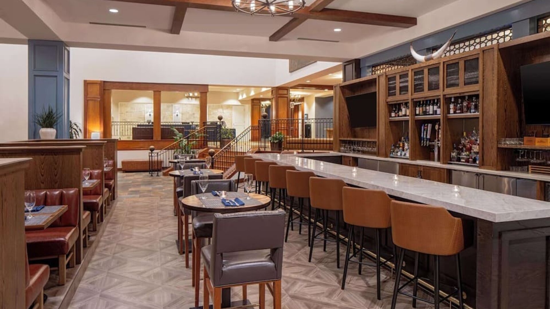 Hotel bar at Hilton San Antonio Hill Country.

