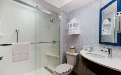 Guest bathroom with shower at Hampton Inn Ft. Lauderdale-Cypress Creek.