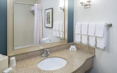 Private guest bathroom at Hilton Garden Inn Dothan.