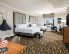 Bright and spacious day use twin room with work desk at Stanford Court San Francisco.