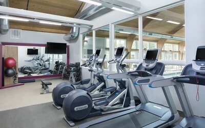 Fitness center at Crowne Plaza Chicago SW.