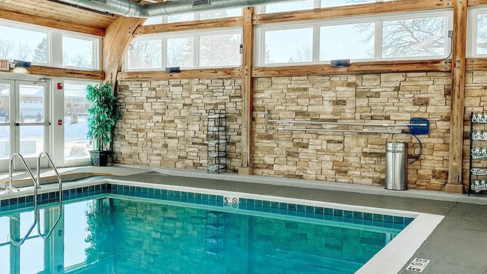 Indoor pool area at Crowne Plaza Chicago SW.