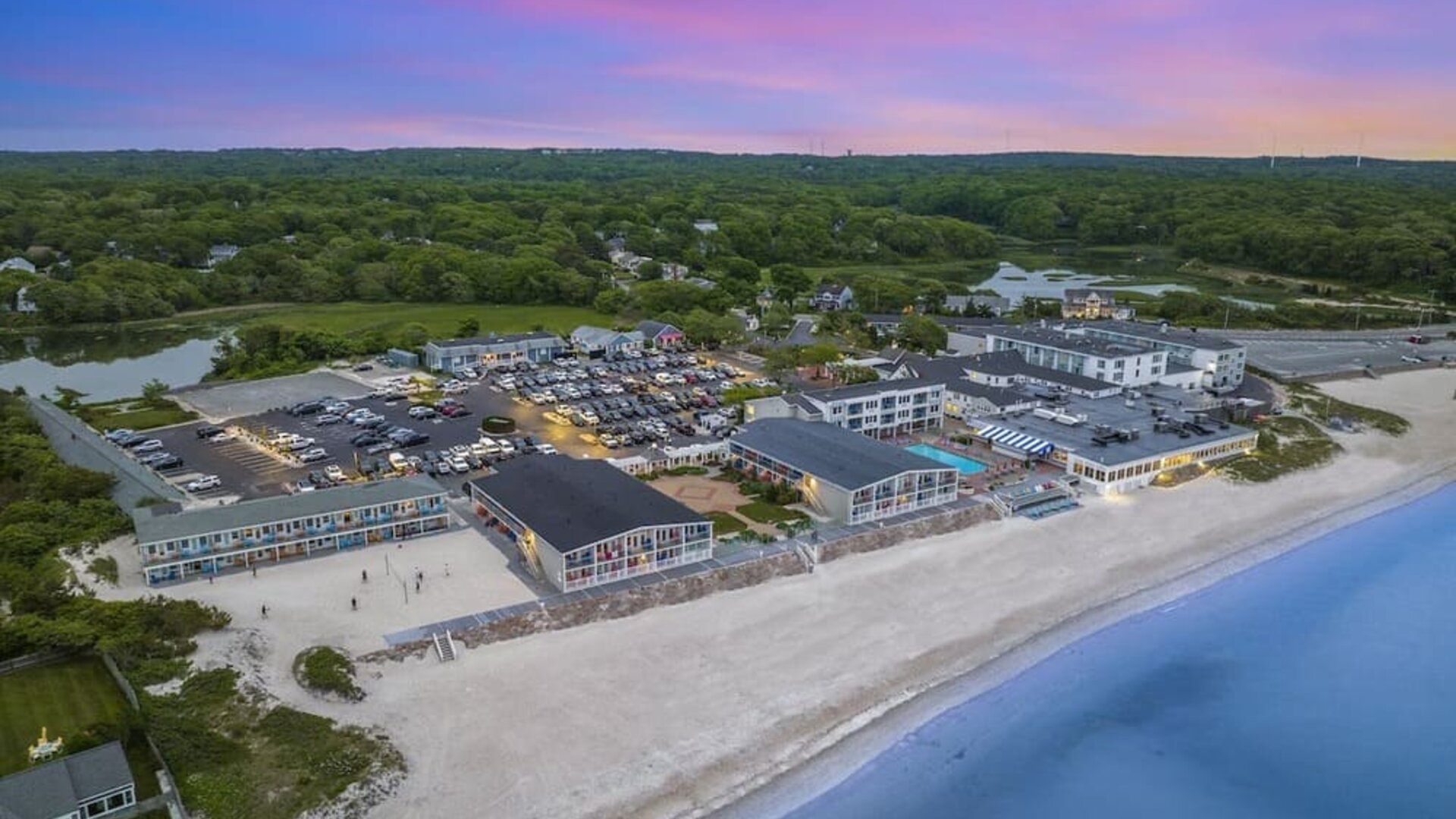 Aerial view of Sea Crest Beach Hotel.