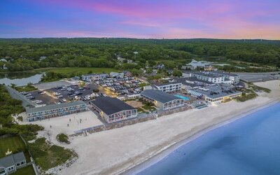 Aerial view of Sea Crest Beach Hotel.