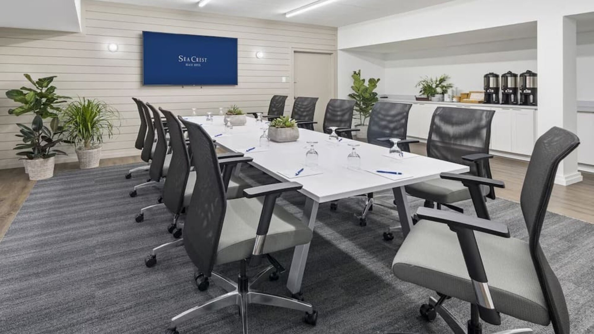 Professional meeting room with ergonomic chairs at Sea Crest Beach Hotel.