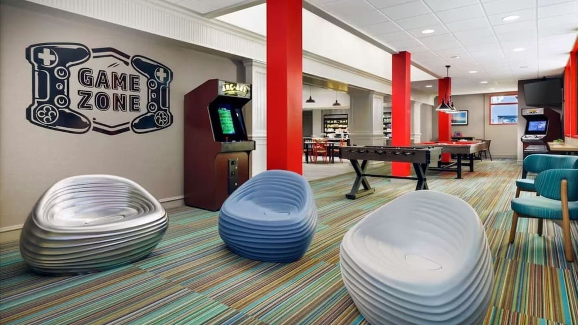 Game room at Hotel Caza.