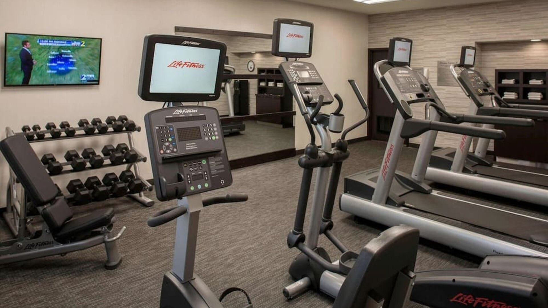 Well equipped fitness center at Sonesta Select Atlanta Norcross I-85.