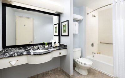 Guest bathroom at Millennium Hotel Broadway Times Square.