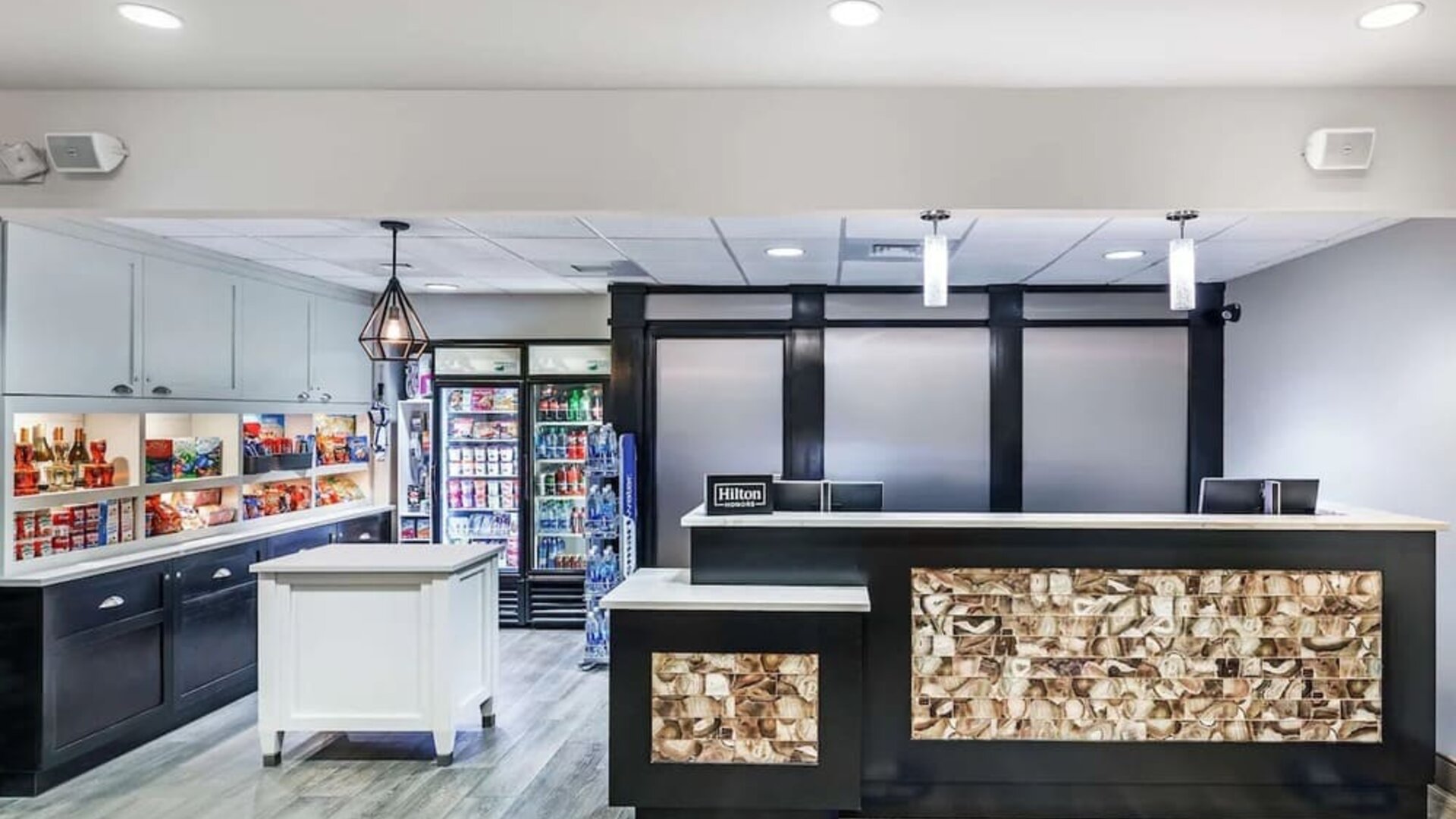 Reception and snack bar at Homewood Suites By Hilton Shreveport.