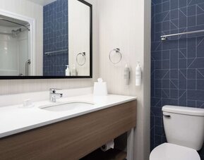 Guest bathroom at Spark By Hilton Guelph.