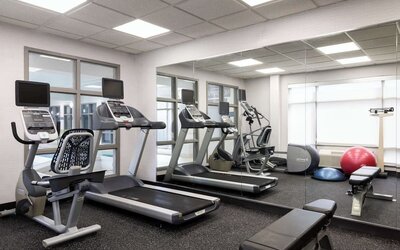 Fitness center at Spark By Hilton Guelph.