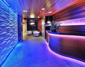 Hotel reception at Aura Hotel Brooklyn.