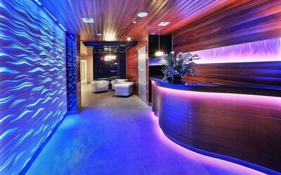 Hotel reception at Aura Hotel Brooklyn.