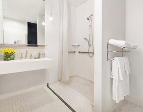 Private guest bathroom with shower at Nu Hotel - Brooklyn.