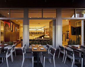 Outdoor dining area at Nu Hotel - Brooklyn.