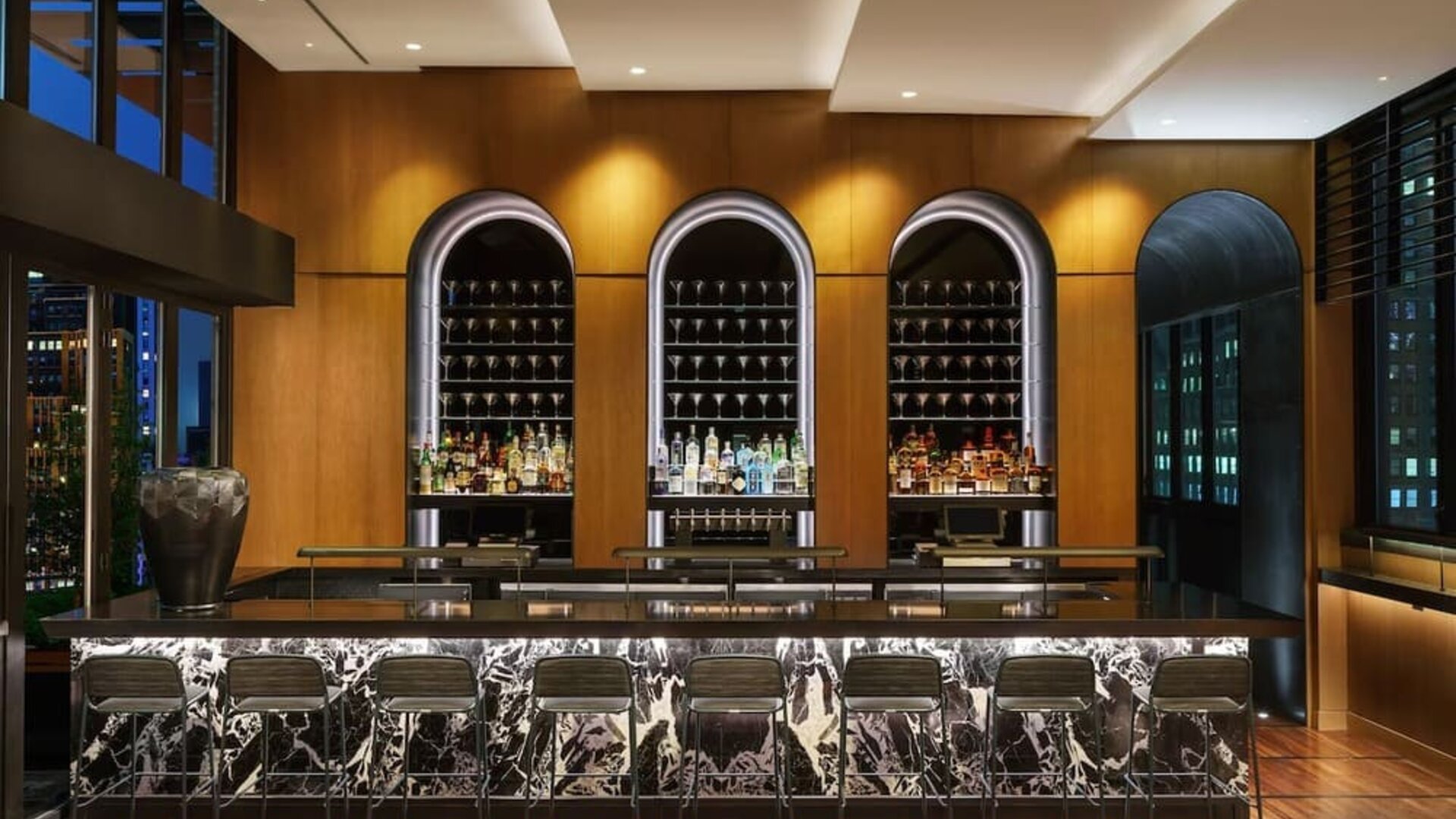 On-site bar at AC Hotel New York Times Square.