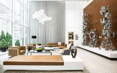 Lobby area at AC Hotel New York Times Square.