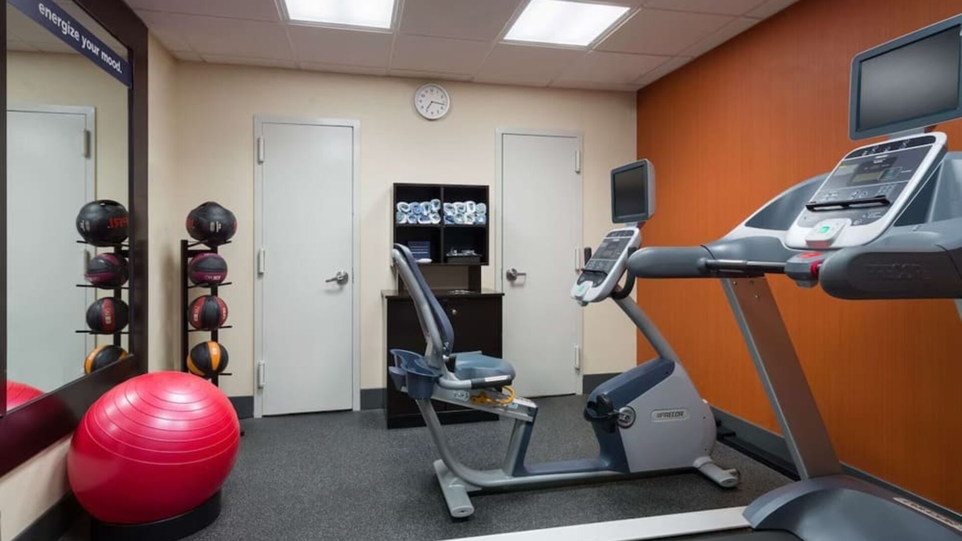 Well equipped fitness center at Hampton Inn Manhattan Chelsea.