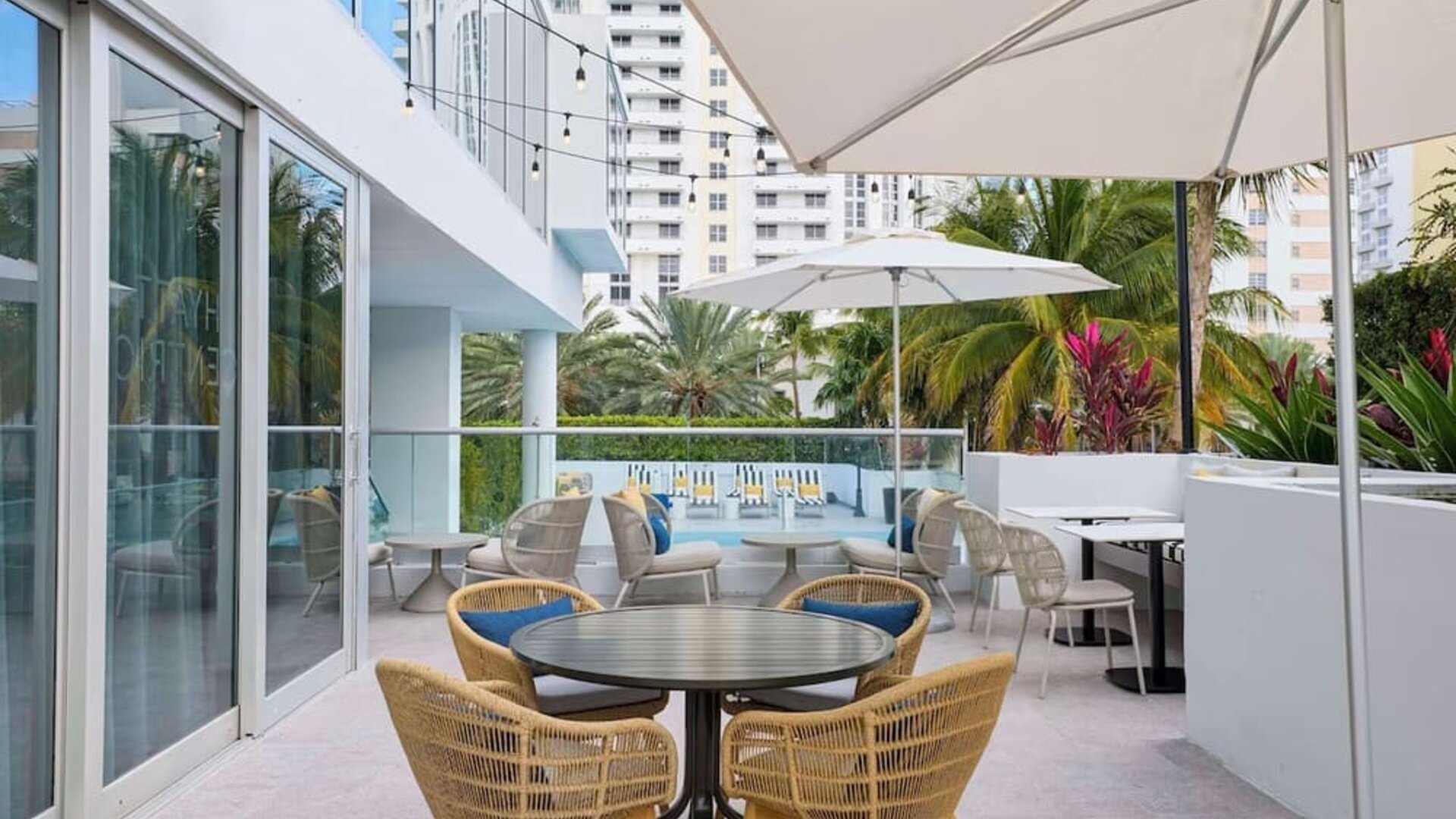 Terrace sitting area at Hyatt Centric Miami South Beach.