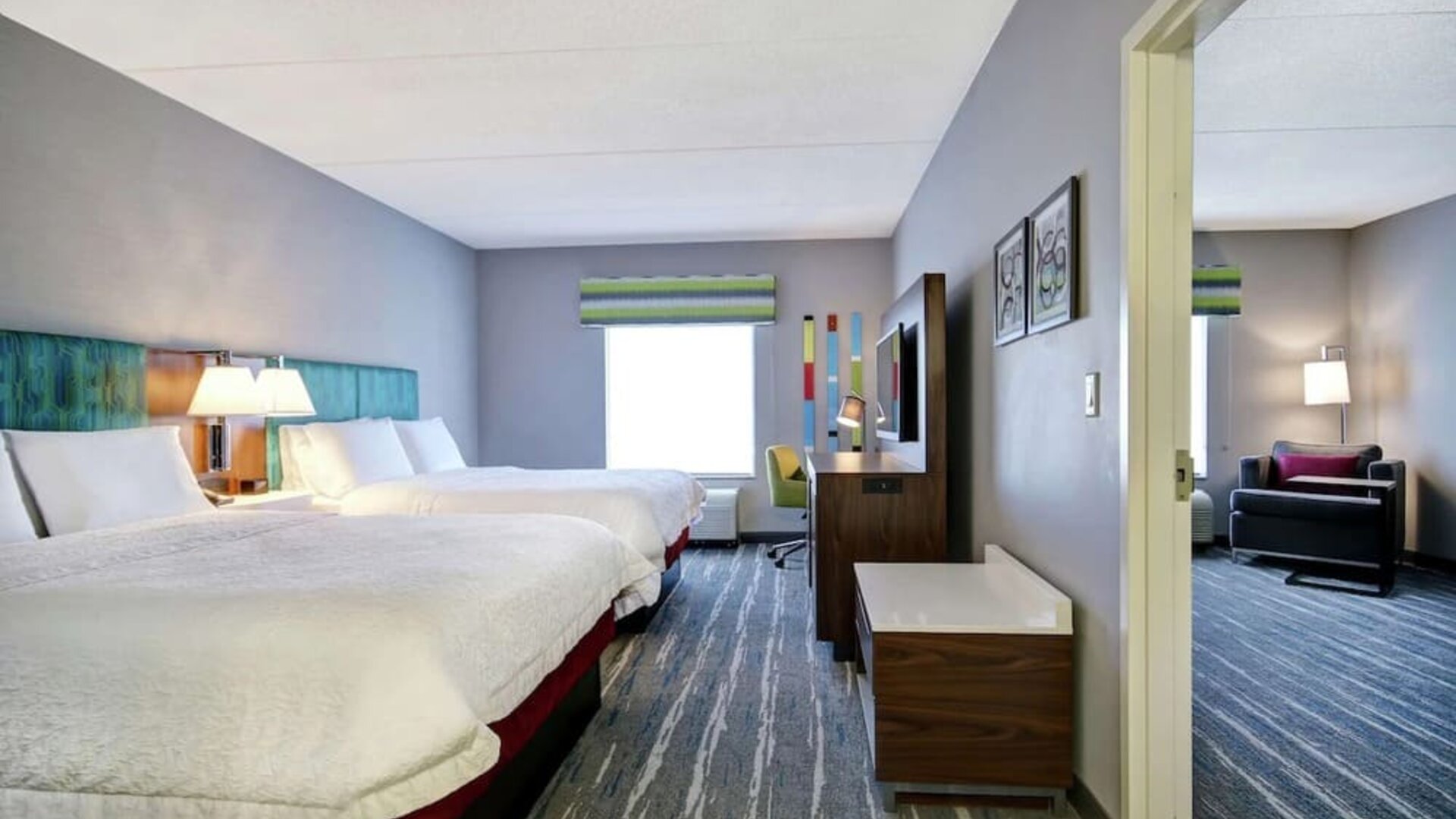 Queen beds at Hampton Inn And Suites Guelph.