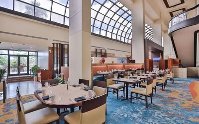Dining area at Hilton Miami Airport Blue Lagoon.