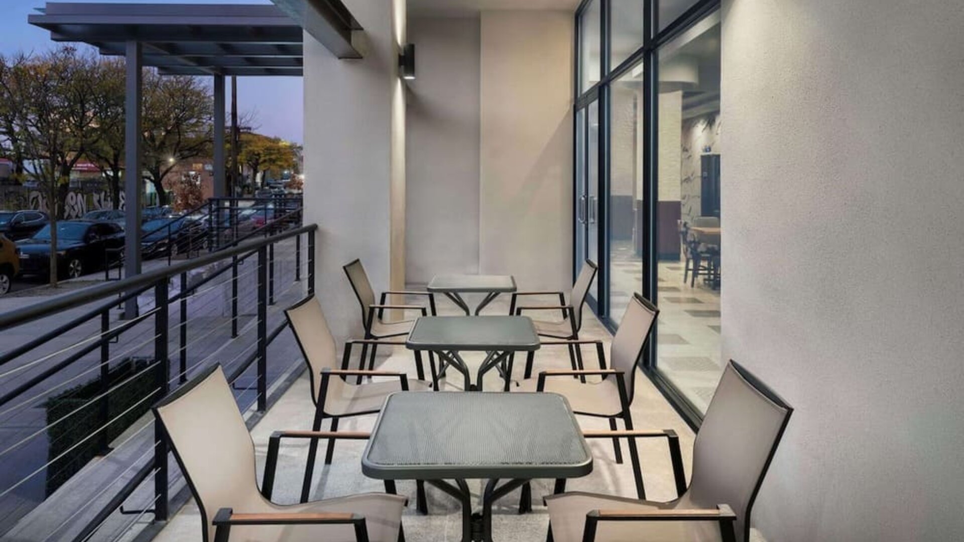Outdoor terrace at DoubleTree By Hilton Long Island City, NY.