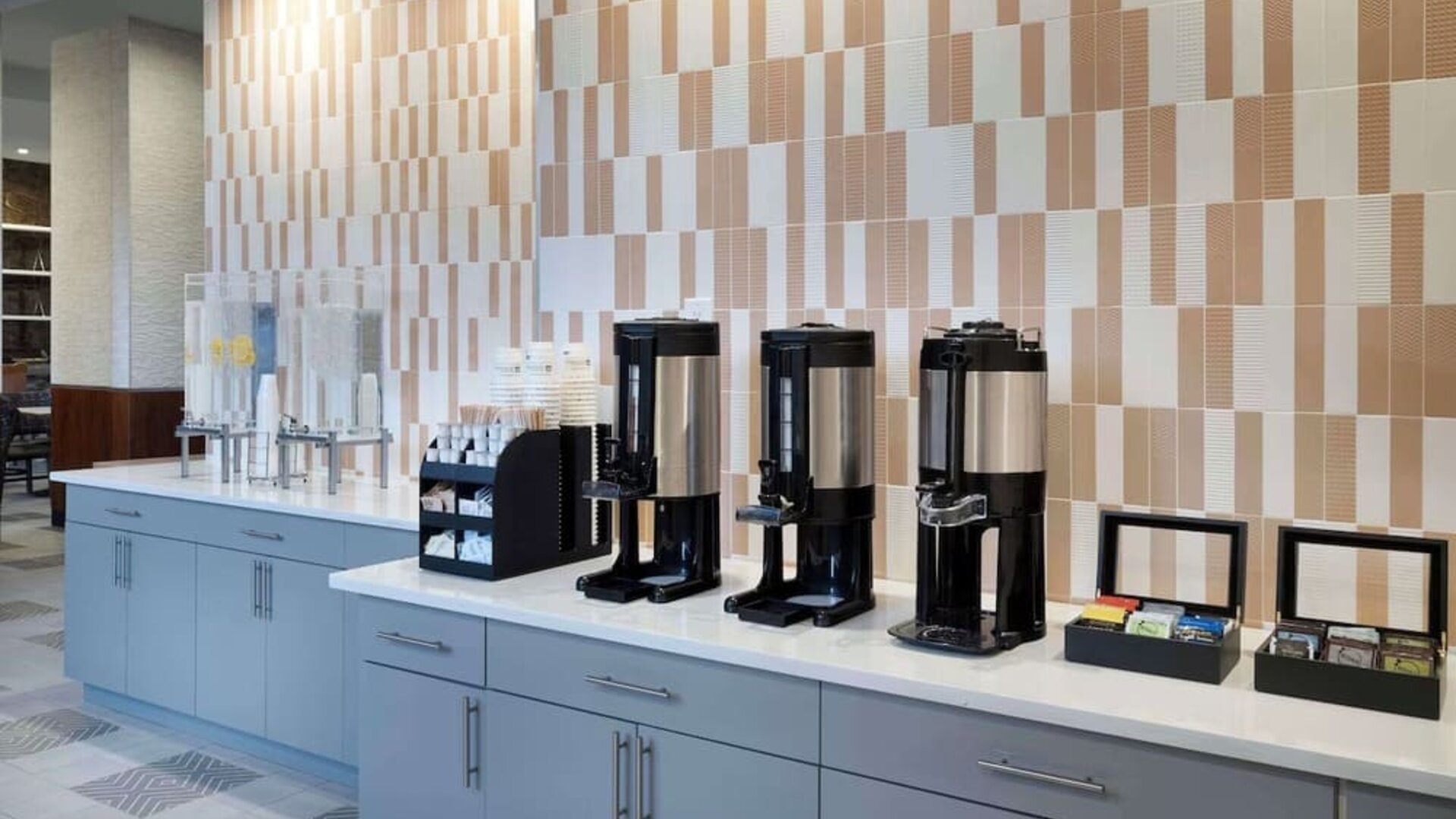 Coffee station at DoubleTree By Hilton Long Island City, NY.
