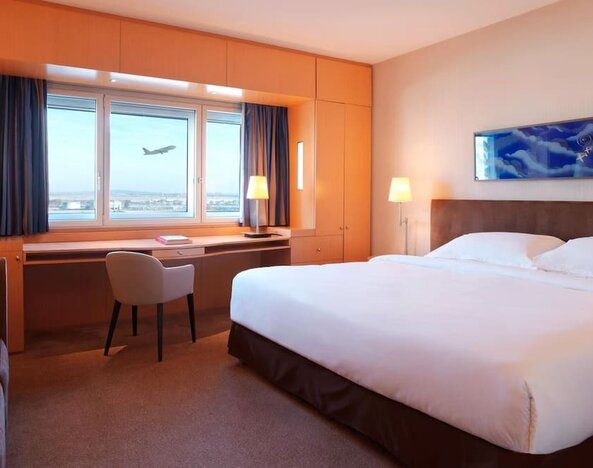 Day use room at Sheraton Paris Charles De Gaulle Airport Hotel.