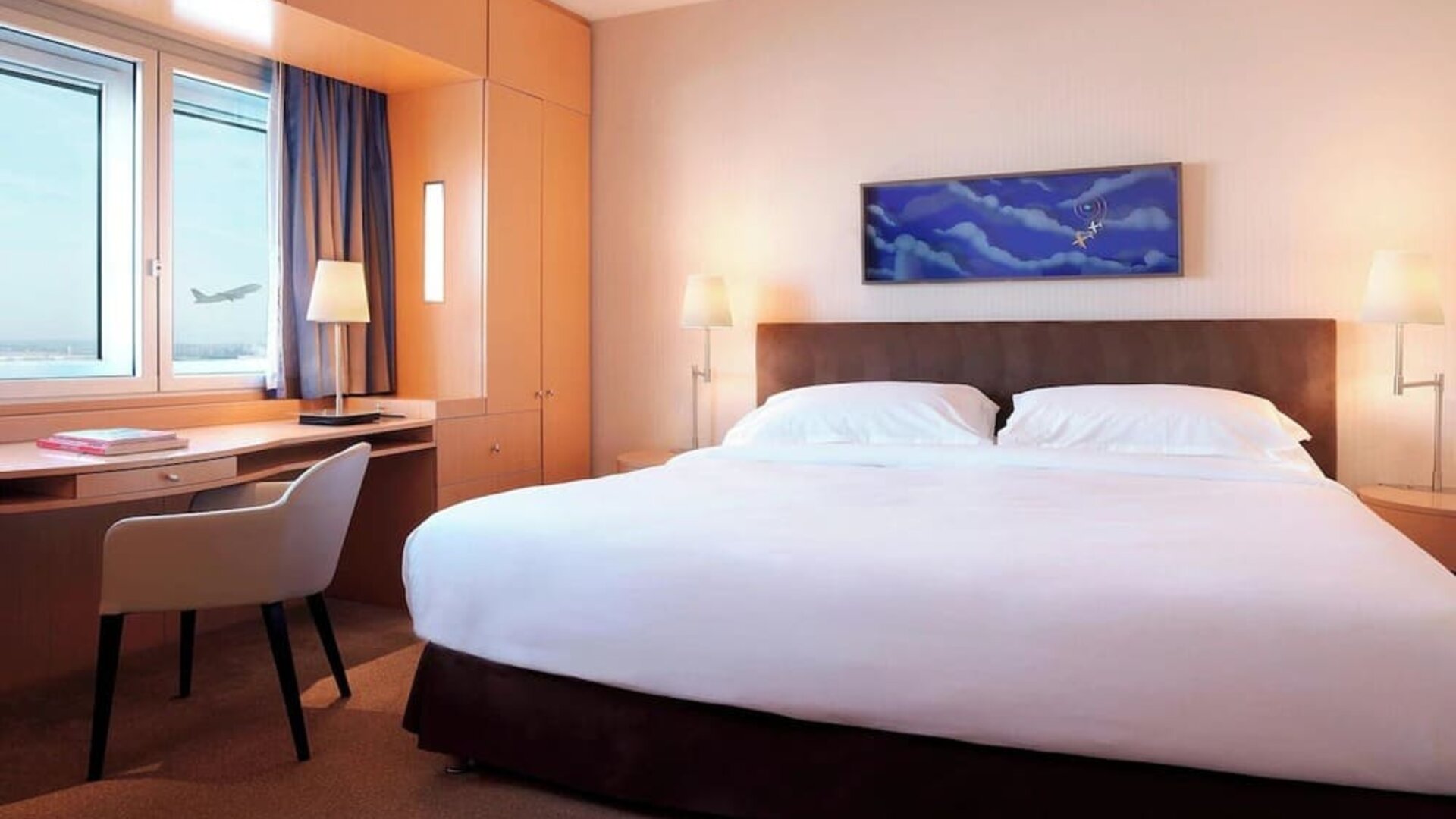 Day use room at Sheraton Paris Charles De Gaulle Airport Hotel.