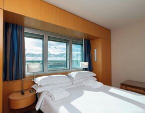 Day use room at Sheraton Paris Charles De Gaulle Airport Hotel.