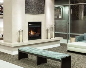 Lobby seating at Hilton Garden Inn Denver Downtown.