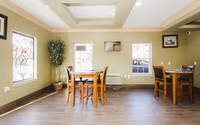 Lobby seating at Express Inn Gulf Bank.