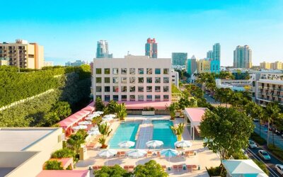 Aerial view of The Goodtime Hotel.